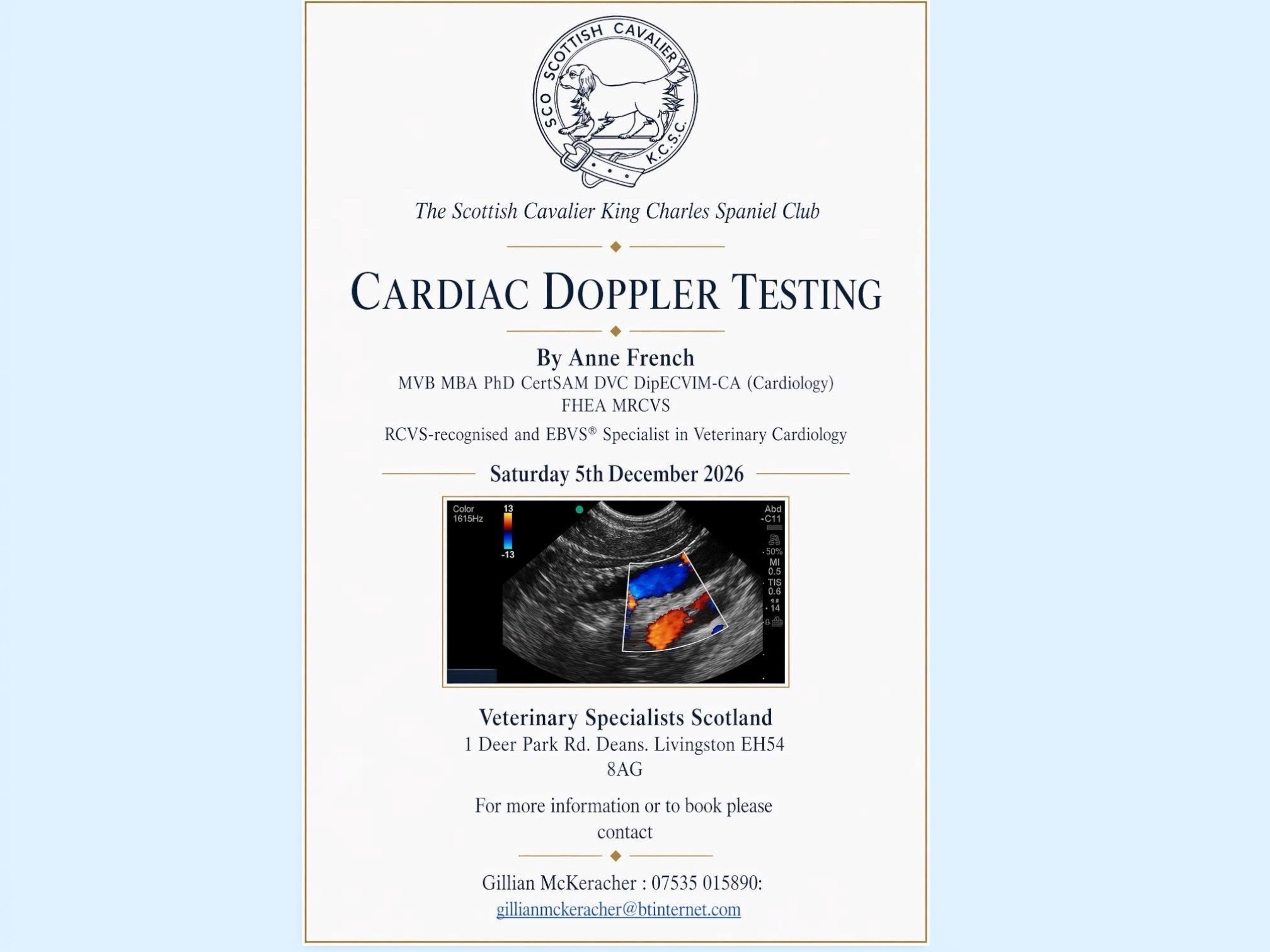 Cardiac Doppler Testing Day - Saturday 5th December 2026